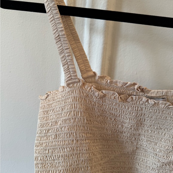 Weekday Tan Cream Ruffled Crop Tank Top - Picture 3 of 4